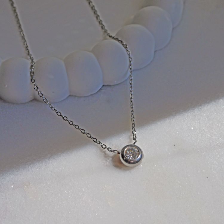 金属アレルギー対応  ラウンドジルコニアネックレス snp-1407