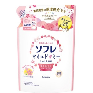 バスクリン　ソフレマイルドミー　ミルク入浴液　和らぐサクラの香りつめかえ用６００ｍｌ