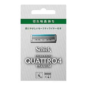 シック　クアトロ4 チタニウム 替刃4個入 ドイツ製 4枚刃 セーフティワイヤー付 シルバー