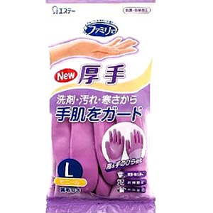 エステー　ファミリー　ビニール　厚手　指手のひら強化　Ｌサイズ　パープル