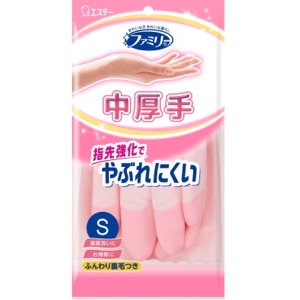 エステー ファミリービニール中厚手 指先強化 Sサイズピンク1双