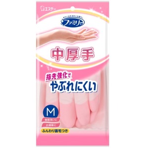 エステー ファミリービニール中厚手指先強化Ｍピンク１双
