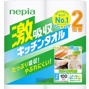 王子ネピア ネピア　激吸収キッチンタオル　１００カット２ロール