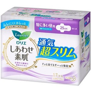 花王　ロリエ エフ しあわせ素肌 超スリム 特に多い昼用 羽つき 　17個入り（生理用ナプキン）