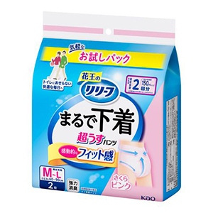 花王　リリーフ　パンツタイプ　まるで下着　２回分　ピンク　Ｍ２枚