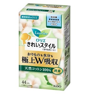 花王　ロリエきれいスタイル 極上W吸収 ロング&ワイド 天然コットン100%４４コ