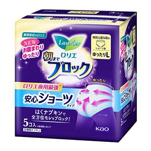 花王　ロリエ　朝までブロック　安心ショーツ　ゆったりＬサイズ５個入