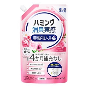 花王　ハミング消臭実感　自動投入専用　ふわりローズ＆フローラルの香り　７００ｍｌ