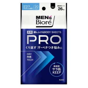花王　メンズビオレ　顔もふけるボディシートＰＲＯ　ホワイトサボンの香り２６枚