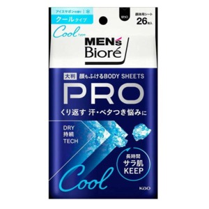花王　メンズビオレ　顔もふけるボディシートＰＲＯ　クールタイプ　アイスサボンの香り２６枚