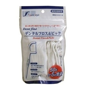 クリエイト　デントファイン　デンタルフロス＆ピック５０本+５本増量フリーサイズ