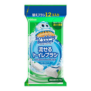 ジョンソン　スクラビングバブル 流せるトイレブラシ使い捨てフローラルソープ付替ブラシ１２個入　