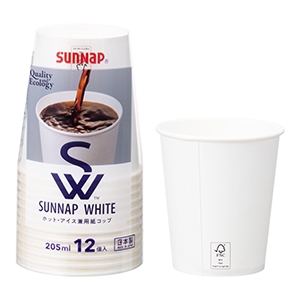 サンナップ Ｃ２０１２ＳＮＰ　ＳＵＮＮＡＰＷＨＩＴＥペーパーカップ　２０５ｍｌ　１２個