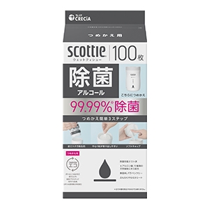 クレシア　スコッティ ウェットティシュー 除菌 アルコール つめかえ１００枚