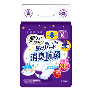 クレシア　肌ケア　アクティ　紙パンツ用尿とりパッド消臭抗菌プラス８6回分吸収１８枚