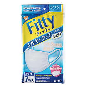 玉川衛材　フィッティ　シルキータッチ耳ゴムふわり７枚入　マスク　ホワイトふつうサイズ７枚