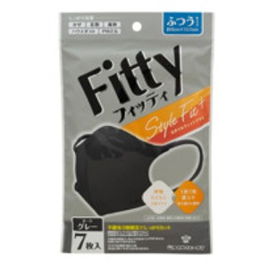 玉川衛材 フィッティ Fitty スタイルフィットプラス立体マスク　ダークグレーふつう７枚入　個別包装