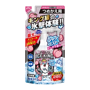 白元アース アイスノン　シャツミスト　ＩＣＥ　ＫＩＮＧ　ピーチの香り　つめかえ用　２８０ｍｌ