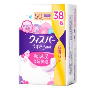 Ｐ＆Ｇ　ウィスパー  うすさら吸水中量用５０ｃｃ３８枚