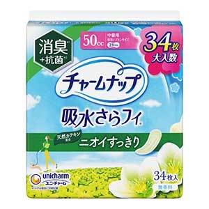 ユニチャーム　チャームナップ 吸水さらフィ 消臭+抗菌 ５０ｃｃ 中量用 ３４枚入