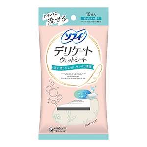 ユニチャーム　ソフィ　デリケートウェットせっけんの香り１０枚