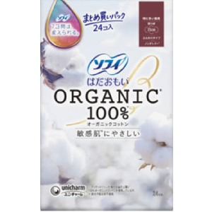 ユニチャーム　ソフィ　はだおもい オーガニックコットン 特に多い昼用 羽つき２４枚