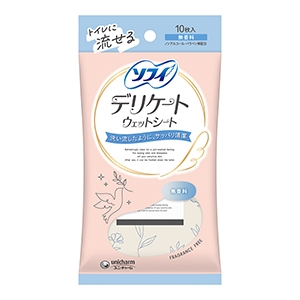 ユニチャーム　ソフィ　デリケートウェットシート無香料　１０枚