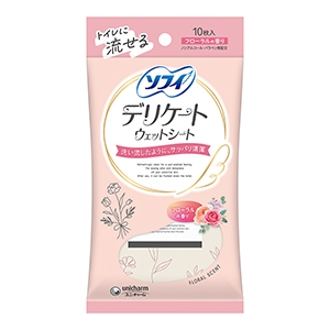 ユニチャーム　ソフイ　デリケートウェットフローラルの香り１０枚