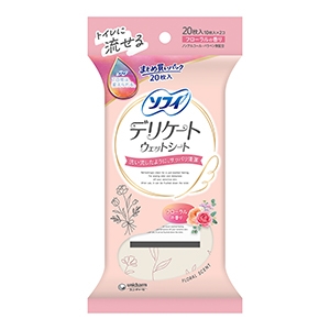 ユニチャーム　ソフィ　デリケートウェットフローラルの香り２０枚