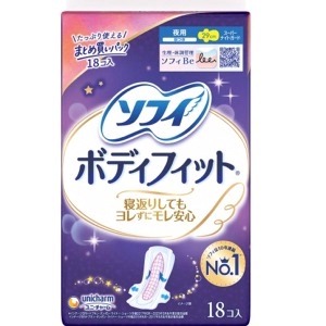ユニチャーム　ソフィ　ボディフィット　スーパーナイトガード夜用羽つき　9枚入×2個パック