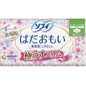 ユニチャーム　ソフィ　はだおもい極うすスリム２１０羽つき　２４枚