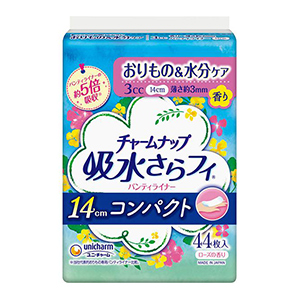 ユニチャーム　チャームナップ　吸水さらフィパンティライナーコンパクトローズの香り羽なし４４枚