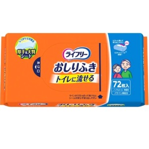 ユニチャーム　ライフリー　おしりふきトイレに流せる　７２枚