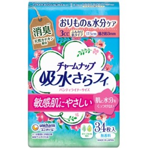 ユニチャム　チャームナップ　ふんわり肌 おりもの＆水分ケア 34枚