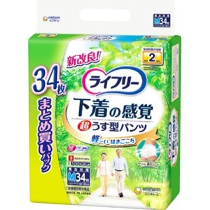 ユニチャム  ライフリー　超うす型下着感覚パンツ　Ｍサイズ　34枚
