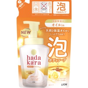 ライオン  ハダカラ　泡ボディソープ　オイルインつめかえ４２０ｍｌ