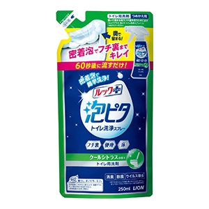 ライオン　ルックプラス泡ピタトイレ洗浄スプレークールシトラスの香りつめかえ用２５０ｍｌ