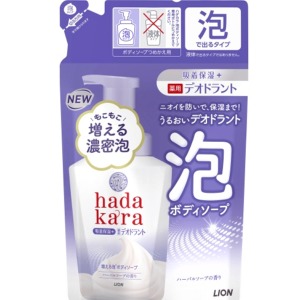 ライオン　ハダカラ 泡で出てくる薬用デオドラントボディソープ ハーバルソープの香りつめかえ４４０ｍｌ