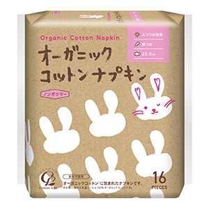 コットンラボ　オーガニック コットンナプキン 25.5cm 羽つき１６個