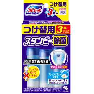 小林製薬  ブルーレットスタンピー除菌効果プラスつけ替用３本　フレッシュコットン　８４ｇ