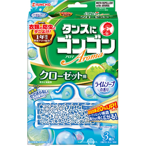大日本除虫菊　ゴンゴン　アロマ　クローゼット用　ライムソープの香り 3個