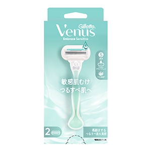 Ｐ＆Ｇ　ジレット ヴィーナス エンブレイス センシティブ 敏感肌女性用 カミソリ 本体+替刃2個付 1セット
