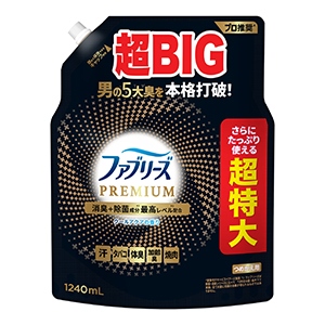 Ｐ＆Ｇ　ファブリーズW除菌＋消臭 プレミアムメン クールアクアの香りつめかえ用４回分１２４０ｍｌ
