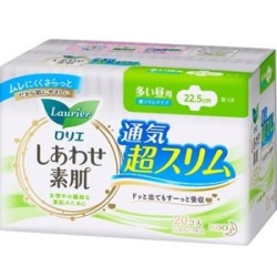 花王　ロリエ エフ しあわせ素肌 超スリム 多い昼用 羽つき 20個入り（生理用ナプキン）