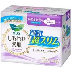 花王　ロリエ エフ しあわせ素肌 超スリム 特に多い昼用 羽つき 　17個入り（生理用ナプキン）