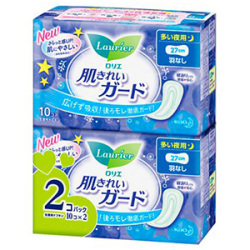 花王　ロリエ　肌きれいガード 夜用羽なし　１０個入×２個