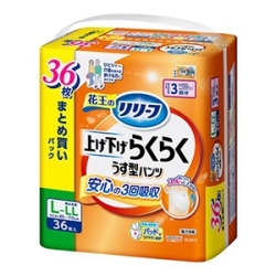 花王　リリーフ　パンツタイプ　上げ下げらくらくうす型パンツ３回分　Ｌ－ＬＬ３６枚