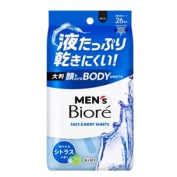 花王 メンズビオレ　顔もふけるボディシート　爽やかなシトラスの香り　２６枚
