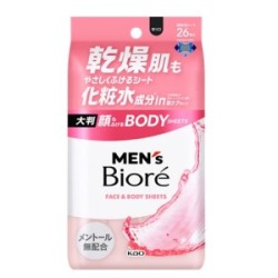 花王 メンズビオレ　顔もふけるボディシート　肌ケアタイプ　２６枚