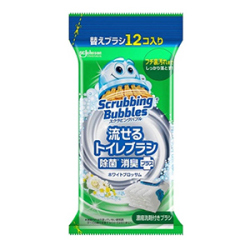 ジョンソン　スクラビングバブル　流せるトイレブラシ除菌消臭プラスホワイトブロッサム付替ブラシ１２個入
